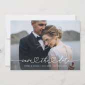 Save The Date Script Romantique avec Cœur et Photos et Code QR (Devant)