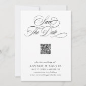 Save The Date Script romantique QR Code noir et blanc (Devant)