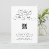 Save The Date Script romantique QR Code noir et blanc (Debout devant)