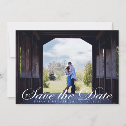 Save The Date Script Romantiquement Élégant Appareils Photo Enre (Devant)