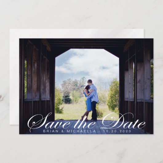 Save The Date Script Romantiquement Élégant Appareils Photo Enre (Devant / Derrière)