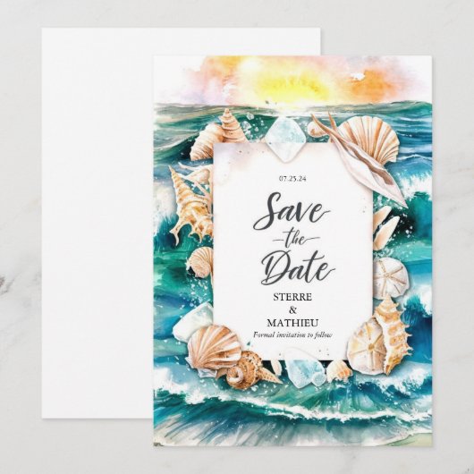 Save The Date Script Rustic Beach Wedding (Devant / Derrière)