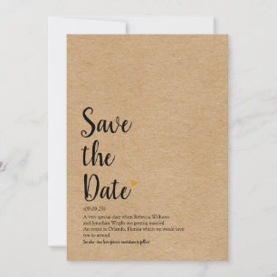 Save The Date Script Rustic Gold Heart Enregistrer la définition