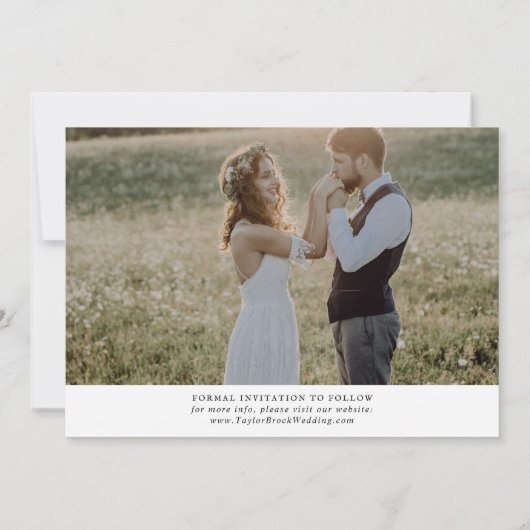 Save The Date Script Rustique Horizontal Dark Photo Enregistrer (Dos)