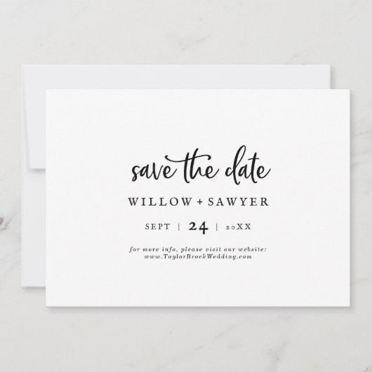 Save The Date Script Rustique Horizontal Enregistrer La Date (Devant)