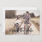 Save The Date Script Rustique Horizontal Lumière Photo Enregistr (Devant)