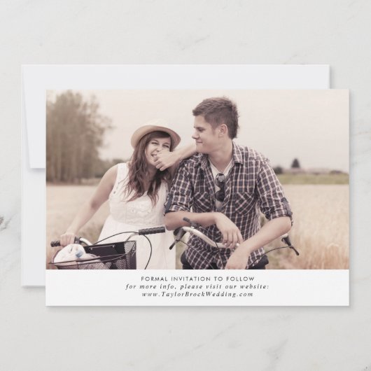 Save The Date Script Rustique Horizontal Lumière Photo Enregistr (Dos)