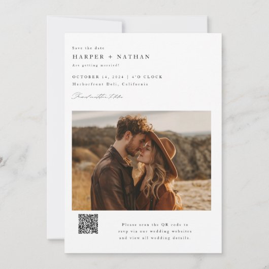 Save The Date Script rustique Qr Code Mariage photo (Dos)