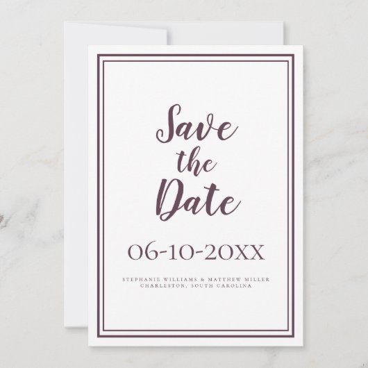 Save The Date Script Simple Enregistrer La Date Mariage Classiqu (Devant)