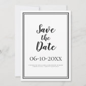 Save The Date Script Simple Enregistrer Le Mariage Date Noir & B (Devant)