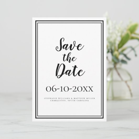 Save The Date Script Simple Enregistrer Le Mariage Date Noir & B (Debout devant)