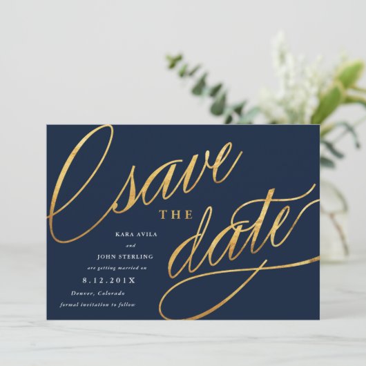 Save The Date Script simple Enregistrer les dates | Marine Blue  (Debout devant)