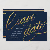 Save The Date Script simple Enregistrer les dates | Marine Blue  (Devant / Derrière)