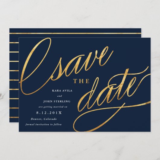 Save The Date Script simple Enregistrer les dates | Marine Blue  (Devant / Derrière)