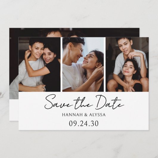 Save The Date Script simple et élégant photo LGBTQ (Devant / Derrière)