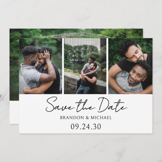 Save The Date Script simple et élégant photo LGBTQ (Devant / Derrière)
