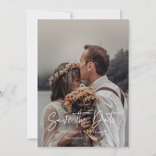 Save The Date Script simple et moderne à la main photo (Devant)