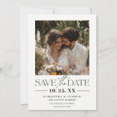 Save The Date Script simple moderne noir photos blanches mariage (Devant)