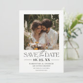 Save The Date Script simple moderne noir photos blanches mariage (Debout devant)