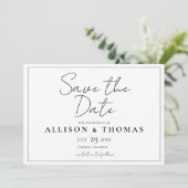 Save The Date Script simple noir et blanc Enregistrer la date (Debout devant)