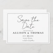 Save The Date Script simple noir et blanc Enregistrer la date (Devant / Derrière)