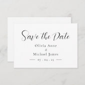 Save The Date Script simple noir et blanc Enregistrer la date (Devant / Derrière)