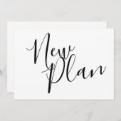 Save The Date Script simple noir et blanc Nouveau plan reporté (Devant / Derrière)