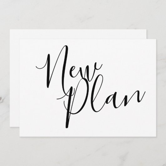 Save The Date Script simple noir et blanc Nouveau plan reporté (Devant / Derrière)