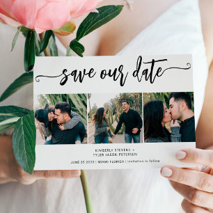 Save The Date Script tendance 3 photo mariage moderne