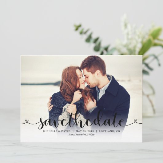 Save The Date Script tendance photo mariage Enregistrer la date (Debout devant)