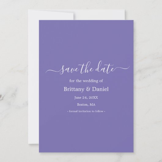 Save The Date Script tendance Se marier Periwinkle (Dos)