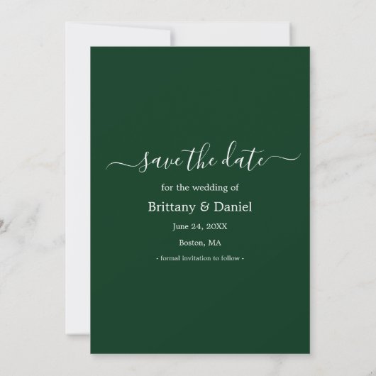 Save The Date Script tendance Se marier vert forêt (Dos)