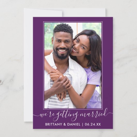 Save The Date Script tendance Se Marier Violet (Devant)