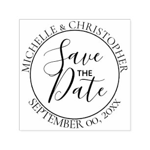 Save The Date Script trouwronde minimalistische ch Zelfinktende Stempel