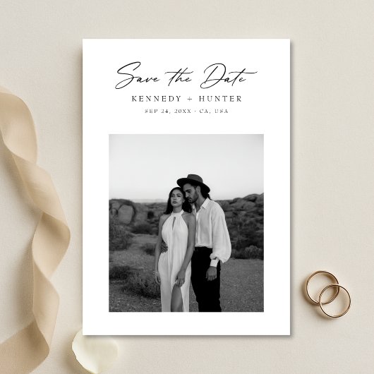 Save The Date Script Ultra Modern Minimal Photo Wedding