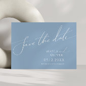 Save The Date Script Whimsical | Dusty Blue Horizontal