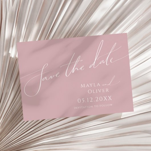 Save The Date Script Whimsical | Dusty Rose Horizontal