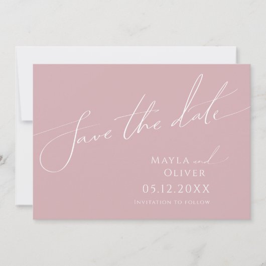 Save The Date Script Whimsical | Dusty Rose Horizontal (Devant)
