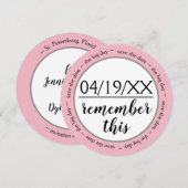 Save The Date Se souvenir de ce rose - Enregistrer la date (Devant / Derrière)