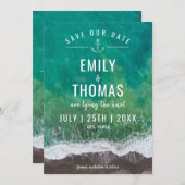 Save The Date Sea Ocean Shore Beach Ancre nautique Monogramme (Devant / Derrière)