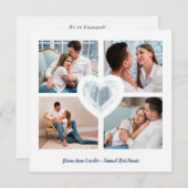 Save The Date Séance de photos de fiançailles Couple Blue Heart (Devant / Derrière)