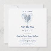 Save The Date Séance de photos de fiançailles Couple Blue Heart (Dos)
