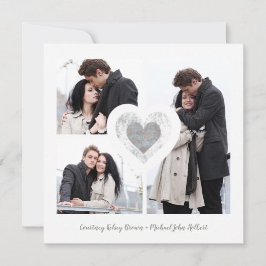 Save The Date Séance d'engagement romantique de Modern Heart 3 P (Devant)