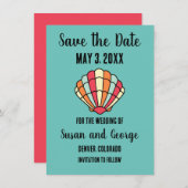 Save The Date Seashell Beach nautique Enregistrer la date Invita (Devant / Derrière)