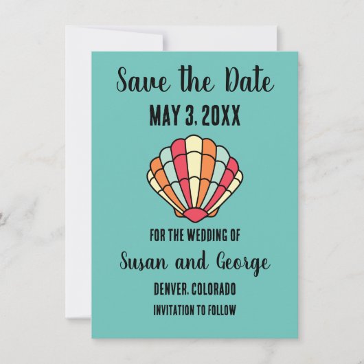 Save The Date Seashell Beach nautique Enregistrer la date Invita (Devant)