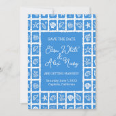 Save The Date Seashell Grid Beach Wedding Code QR PERSONNALISÉ (Devant)