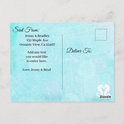 Save the Date Seashell Seashide thema bruiloft Briefkaart (Achterkant)