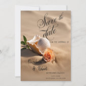 Save The Date Seashells Rose Sand Enregistrer La Date (Devant)