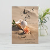 Save The Date Seashells Rose Sand Enregistrer La Date (Debout devant)