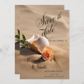 Save The Date Seashells Rose Sand Enregistrer La Date (Devant / Derrière)
